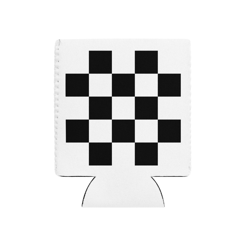 Black checkerboard can cooler, regular 12 oz, back