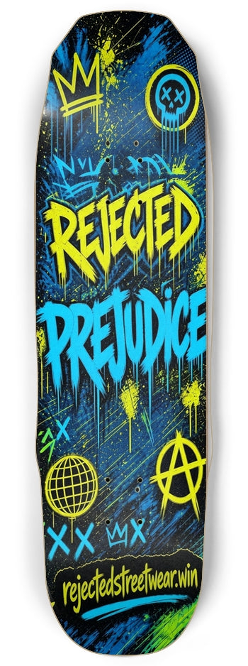 Reject Prejudice 9 Inch Skateboard Deck, Blue | Rejected Clothing Co