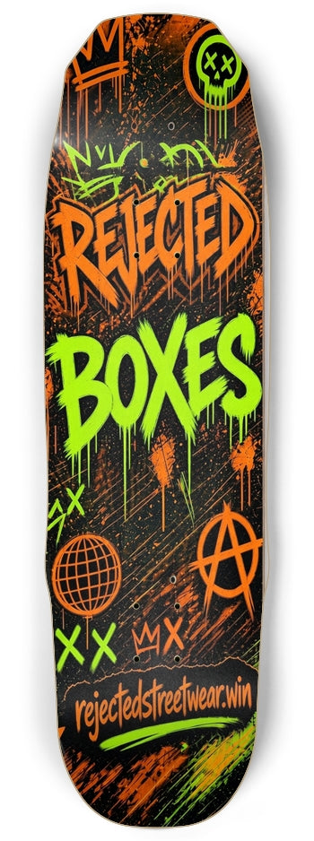 Reject Boxes 9 Inch Skateboard Deck, Black | Rejected Clothing Co
