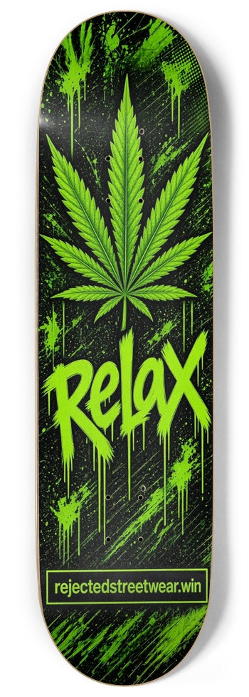 Relax 9 Inch Skateboard Deck, Green | Rejected Clothing Co