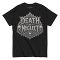 Death by Neglect ornate gothic skull crest tee, black. Rejected Streetwear