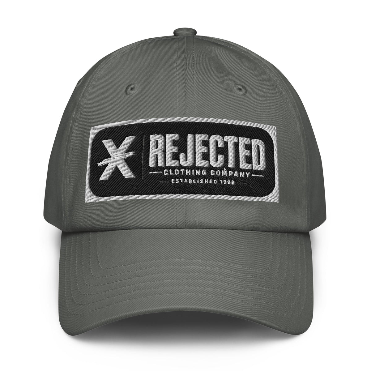 Black Under Armour dad hat with an embroidered Rejected Clothing Company Established 1999 patch