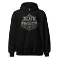 Black hoodie with the Death by Neglect triple skull gothic crest printed on the chest